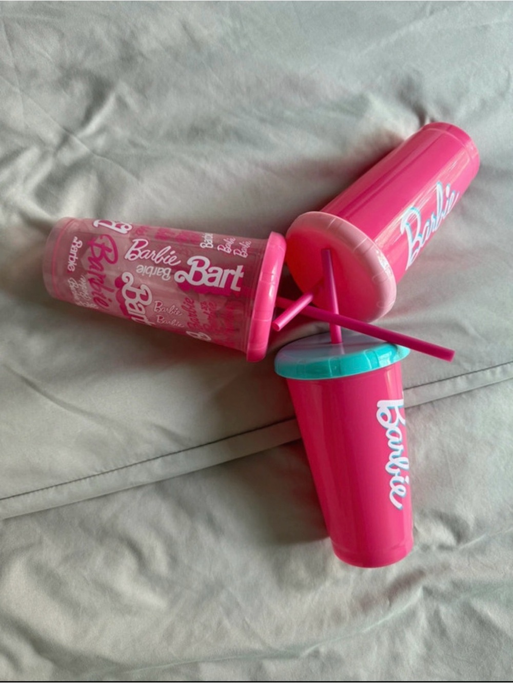 Barbie Pink Reusable Drink Cup with Straw